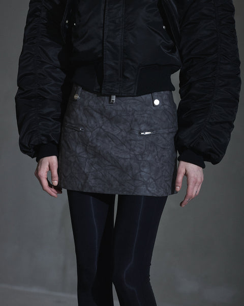 Faux Suede Mini Skirt - Dark Grey
