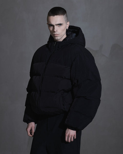 Hooded Puffer Jacket - Anthracite Black