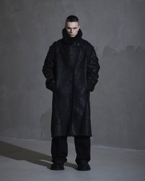 Faux Shearling Coat - Black