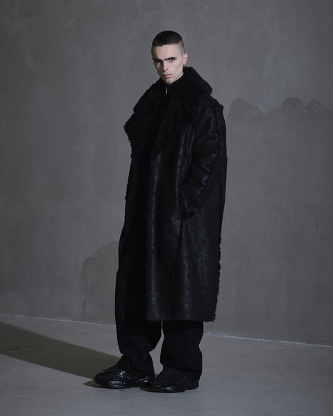 Faux Shearling Coat - Black