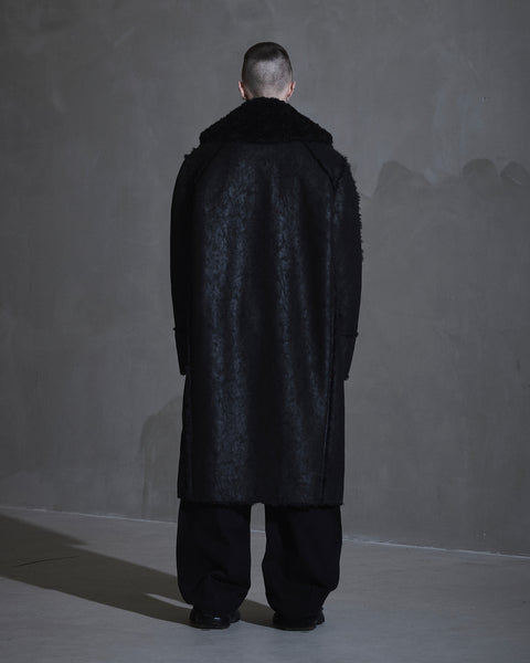 Faux Shearling Coat - Black