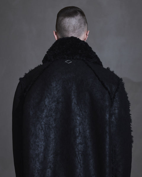 Faux Shearling Coat - Black