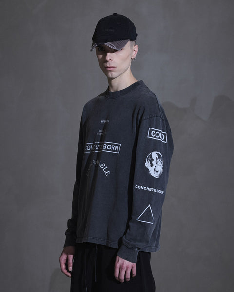 Graphic Long Sleeve Tee - Dark Grey
