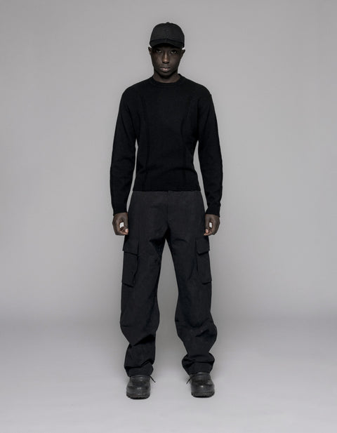 Jacquard Cargo Trousers - Black