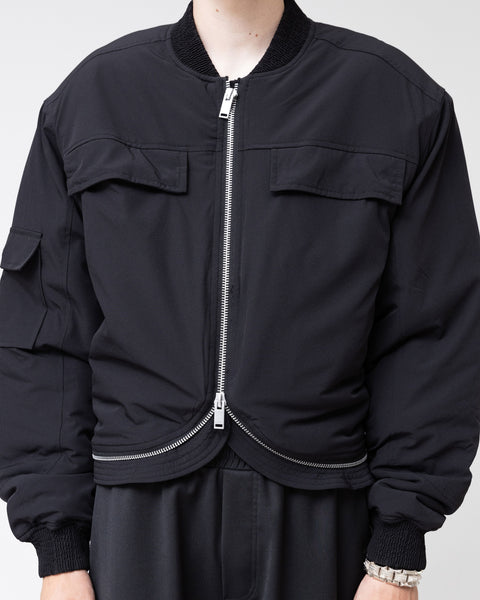 Washed Oversized Bomber Jacket - Black