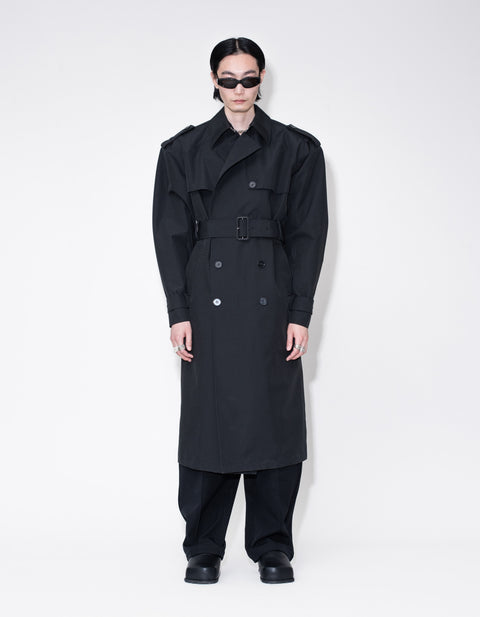 Oversized Padded Trenchcoat - Black