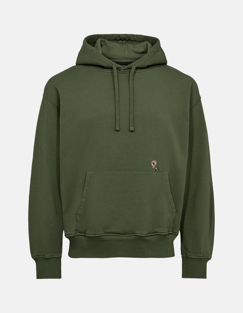 Roots Embroidery Hoodie - Green