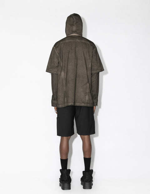 Washed Hooded Layered L/S Shirt