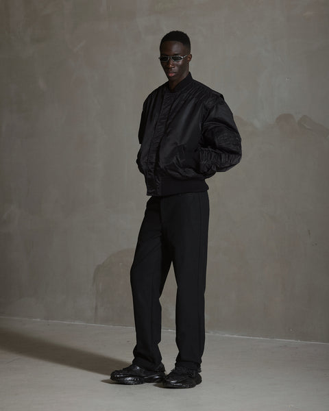 Oversized Padded Bomber Jacket - Black