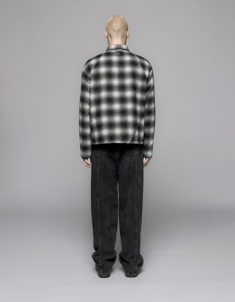 Padded Checked Overshirt - Dark Grey