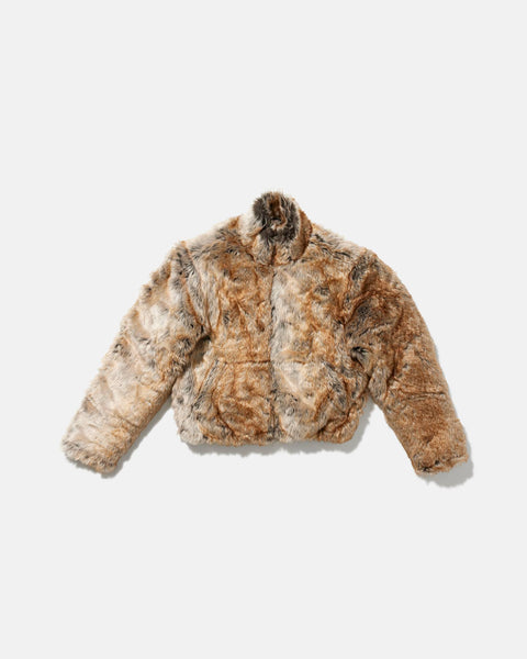 Faux Fur Zip-up Jacket - Wild Brown