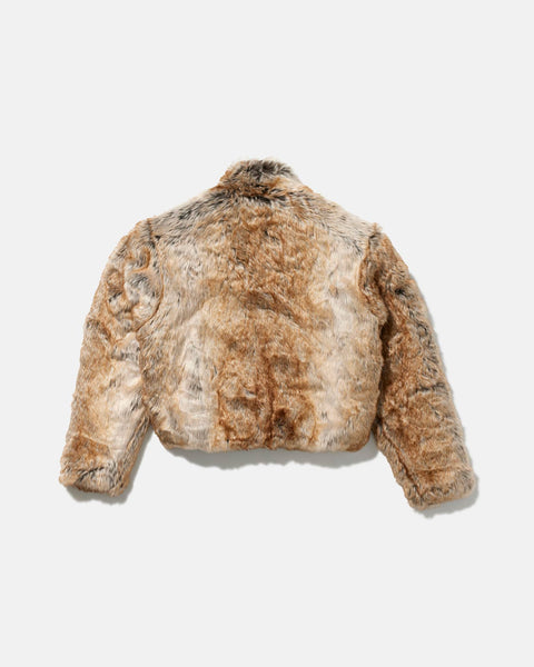 Faux Fur Zip-up Jacket - Wild Brown