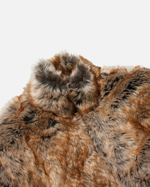 Faux Fur Zip-up Jacket - Wild Brown