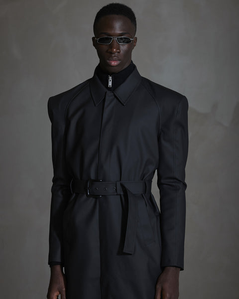 Long Rubber Coat - Anthracite Black