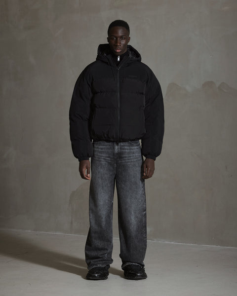 Hooded Puffer Jacket - Anthracite Black