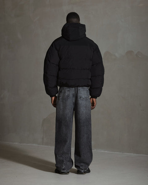 Hooded Puffer Jacket - Anthracite Black