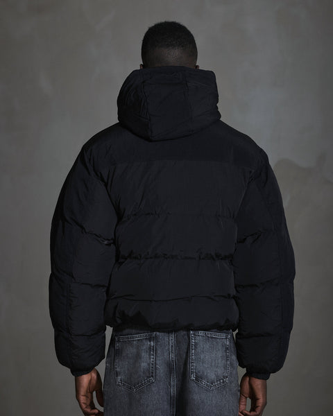 Hooded Puffer Jacket - Anthracite Black