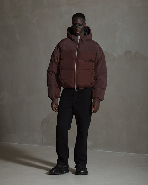 Hooded Puffer Jacket - Burgundy