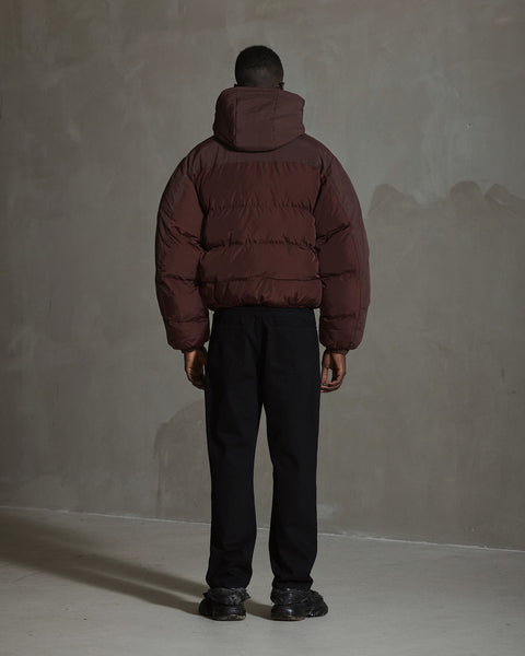 Hooded Puffer Jacket - Burgundy