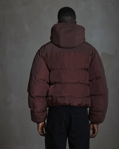 Hooded Puffer Jacket - Burgundy