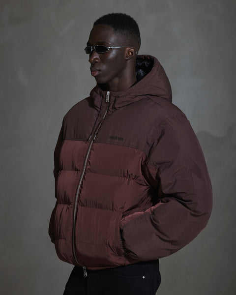 Hooded Puffer Jacket - Burgundy