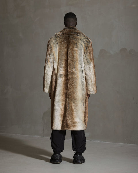 Faux Fur Long Coat - Wild Brown