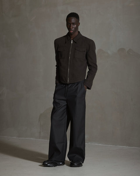 Rubber Relaxed Track Trousers - Black