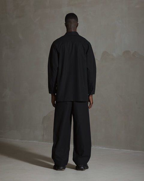 Oversized Cotton Twill LS Shirt - Anthracite Black