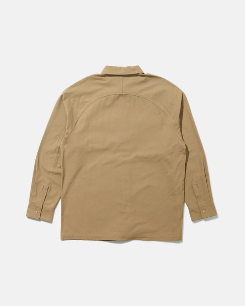 Oversized Cotton Twill LS Shirt - Khaki Beige