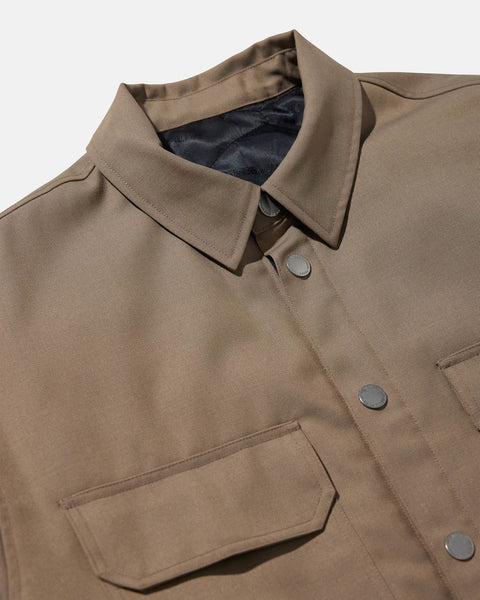 Tailored Oversized Shirt Jacket - Khaki Beige