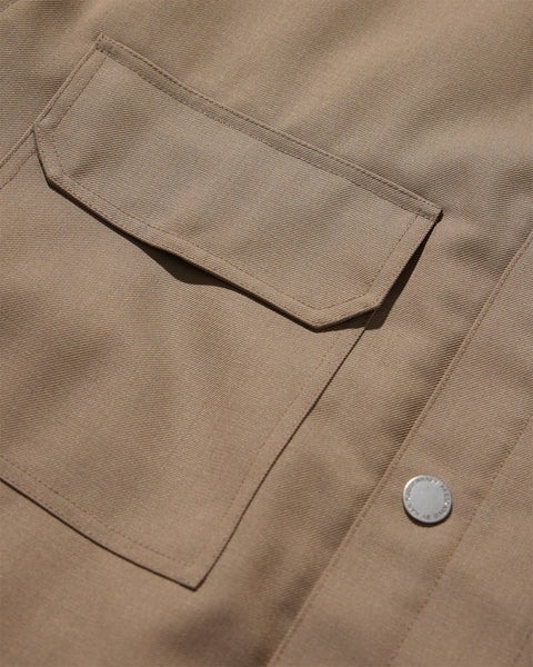Tailored Oversized Shirt Jacket - Khaki Beige