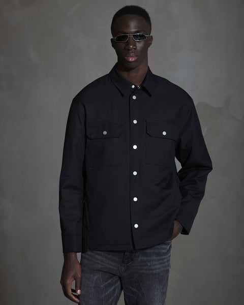 Tailored Oversized Shirt Jacket - Black