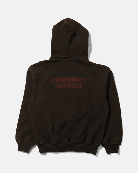 Officer Printed Hoodie - Dark Brown