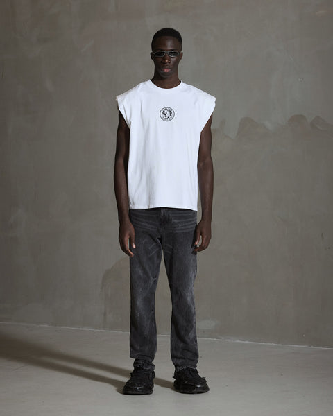 Officer Printed Tank Top - Optic White