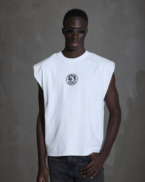 Officer Printed Tank Top - Optic White