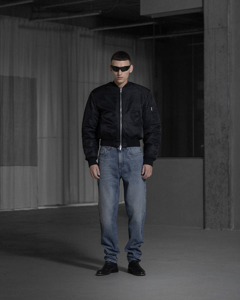 Padded Nylon Bomber - Black