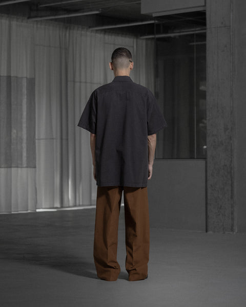 Wide-leg Cotton Trousers - Dark Brown