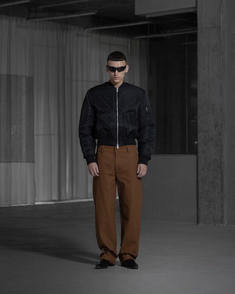 Straight Leg Canvas Trousers - Dark Brown