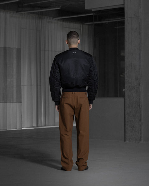 Straight Leg Canvas Trousers - Dark Brown