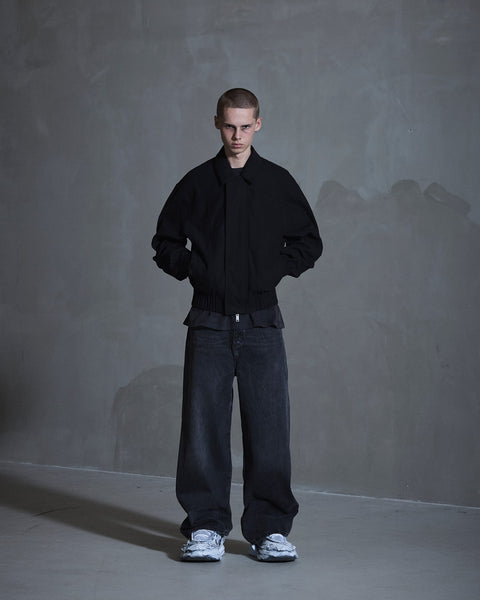 Ribbed Detail Jacket - Black