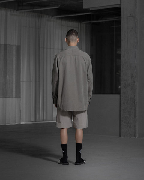 Panelled Oversized Track Shorts - Stone Grey