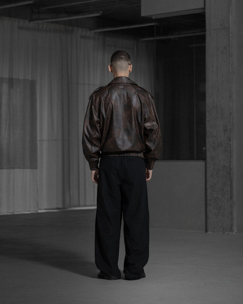 Faux Leather Biker Jacket - Warm Brown