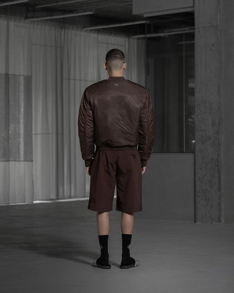 Padded Nylon Bomber - Warm Brown