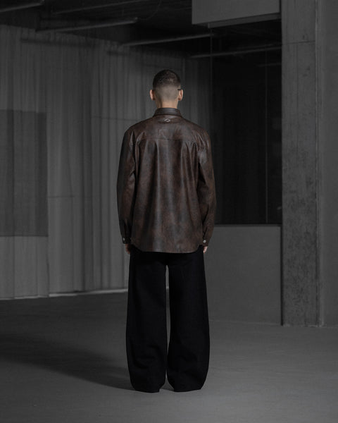 Army Shirt Faux Leather - Warm Brown