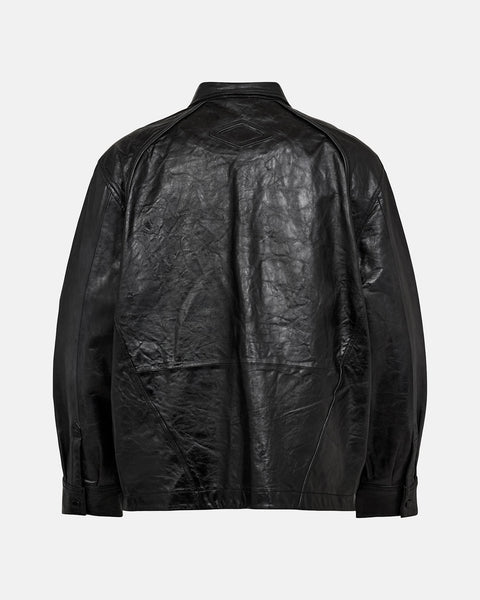Crunch Leather Overshirt - Black