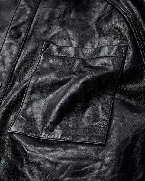 Crunch Leather Overshirt - Black