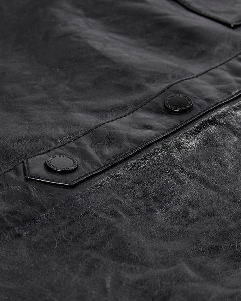 Crunch Leather Overshirt - Black