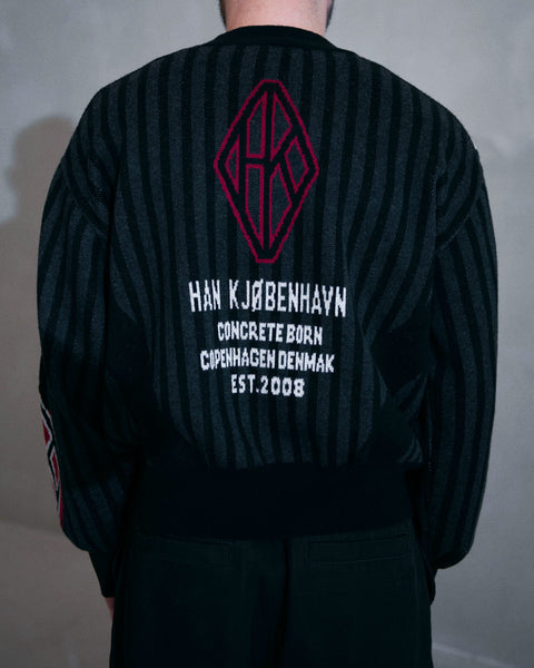 Football Knit Sweater - Black/grey