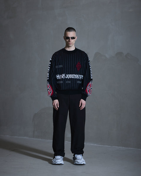 Football Knit Sweater - Black/grey