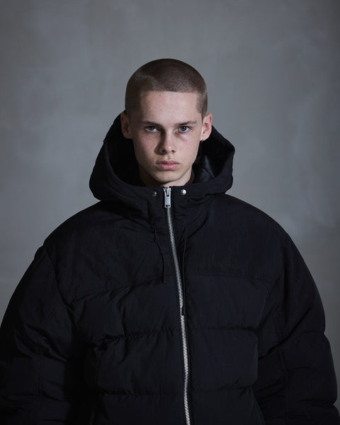 Hooded Puffer Jacket - Black